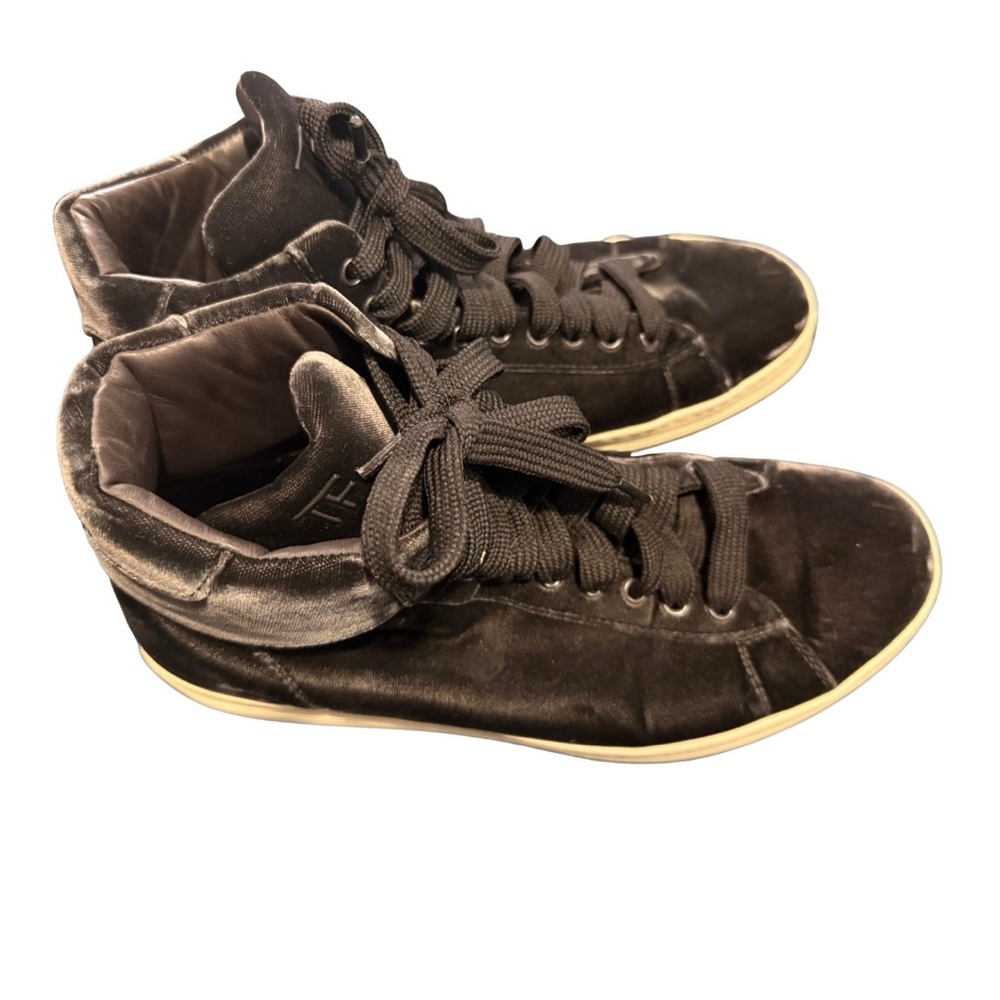 Tom Ford Black Velvet High-Top Sneakers